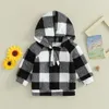 Vestes Pudcoco Toddler Kids Baby Girls Boys Plaid Sweat-sweats à capuche Hiver Chaussure longue à moitié zip