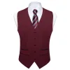 Kamizelki klasyczny Burgundii Solid Men Suit Vest Rayon Polyester Business Formal Wedding Waistcoat Mundur Dibangu