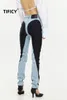 Damesjeans Tify rekbare en slanke broek Spring herfst gepersonaliseerde contrastkleurvlekken gewassen licht Jean Pant