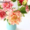 Decorative Flowers Artificial Decoration Silk Dahlias Peony Green Leaf Decor For Home Party Wedding