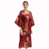 Ropa étnica mujer túnica de boda kimono camiseta exquisita flor estampada satén suave suelta revista elegante elegante ropa de dormir japonesa japonesa