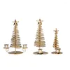 Titulares de vela Decorações de árvore de Natal Metal Candlestic Star Xmas forma Sculpture Home Decoration Art Gift Navidad 2024