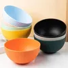 Bowls 4Pcs/Set Wheat Straw Round Household Rice Salad Eco-Friendly Unbreakable Kids Set Small Bowl