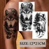 9jnv Tatouage Transfert grand bras manche tatouage lion tigre noir étanche tatouage temporaire autocollant sauvage wolf Tiger homme complet crâne totem faux tatouages 240427