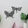 Decoración de pared de mariposa de metal de mariposa 3d arte interior y al aire libre escultura de jardín de patio sala de estar 240419