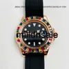 Relojes Reloj Watch Mens Watch Rainbow Bezel Automatic Mechanical Watchs Rubber Strap Montre de Luxe Wristwatch pour hommes 40 mm