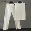 Sommer Korean Fashion Heavy Industry Drilling Weste Strickt Topcasual Wide Leghose Zwei -Stück -Set -Trailsuit Frauen 240420