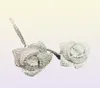 Bling S925 Silver Needle Rose Flower Dangle Drop Earrings Wedding Jewelry Women Gift6963472