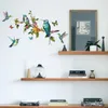 Wall Stickers Hand Painted Branch Bird For Bedroom Living Room Decor Multicolor Butterfly Decals Home Kids Mural