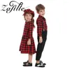 Kledingsets Zafille Brother Sister Sister Matching Outfit voor broer of zus look meisjes jongens kostuum geruite babykleding set casual kinderen pakken