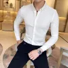 Camicie 2022 Scempia di colori massicci da uomo di New Men Yingya Gentleman Style Youth di alta qualità da uomo Slip Slim Casual Slip Casual Business