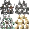 Blokkeert Militaire bouwstenen Bouwstenen Middeleeuwse World Science Fiction Solider Figuren Geschenken Wapens Shields Helmen Equipment Mini Bricks MOC