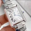 DIALS WORKING Automatic Watches Carter Medium Tank Silver White Plate Precision Steel Engliad English Watch for Women W5200014