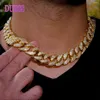 Chains DUBSS 18mm Miami Cuban Link Chain For Men's Necklace Choker Bling Hip Hop Jewelry Real Gold Plated Charms