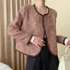 Vestes pour femmes tweed tweed femme printemps automne 2024 tendance classique o cou o coude à manches longues à manches longues simples