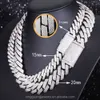 البيع الساخن 20 ملم عريض 2/3/4 صف VVS Moissanite الماس سلسلة الارتباط الكوبي S925 Silver Jewelry Hip Hop Gine Netlace Netlace Netlace