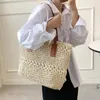 TOTES Boho Sıradan Kadın Omuz Çantaları Lady Moda Koltuk Çantası Plajı Düz ​​Renk Saman Dokuma Çanta Retro Zarif