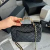 23K Black Hollow Out Dot Drill Letter Top Hand Totes Bags Classic Mini Flap Quilted Elegant Gold Chain Crossbody Sling Shoulder Purse For Womens Ladies Summer 20x12cm