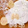 Formy Easter Bunny Egg Cookie Cutter Embosser Mold Rabbit Chick Fondant Biscuit Pieczenie