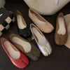 designer sandals women slide heels shoes Top leather mm6 split toe horseshoe ballet loafers burst sheepskin shallow mouth silver single