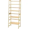 Bookshelf, ladderplank, 4 -laags hoog boekenkast, moderne open boekenkast voor slaapkamer, woonkamer, kantoor (bamboe)