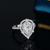 Mosonite S925 Sier Ring Womens Luxury Set Alien Pear Shaped Water Drop Ring 2 Ring