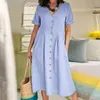 Casual Dresses for Women 2024 Plus Size Womens Fashion Button Up Shirt Dress Cotton Summer Vestidos Elegantes Feminino