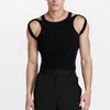 Męskie topy zbiornikowe kamizelki impreza mięśni męska regularna bez rękawów Slim Fit Solid Undershirt Clubwear Crew Crew Comfy Fashion