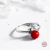 Clusterringe LKO Real 925 Sterling Silber Süßes Geweih mit Naturstein Öffnungsring für Frauen Mode Schmuck Weihnachtsgeschenk Mädchen Mädchen