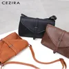 Bolsa cezira feminina marca pu mensageiro de couro flap ombro de cor sólida damas damas veganas bolsas crossbody