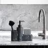 Dispensateur de savon de cuisine en marbre look liquide à main et à vaisselle distributeur de savon de pompe de pompe à bouteille lavage du support de pinceau 3 dans 1 240419