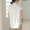 Blouses pour femmes chemises blanches fraîches Simple polyvalent Tempérament estival de niche à manches courtes courte T392