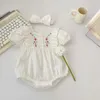 Rompers zomer babykleding peuter girs een stuk borduurwerk bodysuit h240509