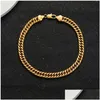 Fußkettchen breit 6 mm kubanische Verknüpfungskette Goldfarbe Dicke Knöchelarmband für Frauen Männer wasserdichte Tropfenablieferung Schmuck Ottpn