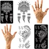 Tattoo overdracht 12 vellen tijdelijke tattoo stencil henna tattoo stickers kit handarm airbrush tattoo -sjabloon voor doe -het -zelf body art sticker 240427