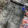 Designer Herren Jeans Jeans Jeans Denimhose High Street Grey Hole Hosen Logo Buchstabe gedruckte Modemarke Licht Luxus gebrochenes Loch Heiße Wäsche beschädigte Herren Trendy Jeans