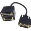 1x2 Adaptador de divisor de DVI Cabo 1-DVI masculino para DVI24+1 Conector de ouro feminino 24K para HD1080p Laptop PC projetor HDTV