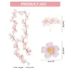 Dekorativa blommor 180 cm 135 huvuden Artificiell körsbärsblomning Fake Silk Flower Vine Wall Hanging Garland för Wedding Arch Home Decoration