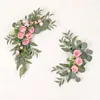 Dekoratif Çiçekler 2pcs Yapay Çiçek Rose Düğün Hoş Geldiniz Yönetim Kurulu Köşe Sırası Düzenleme Kemer Dekoru Doğum Günü Partisi Asma Sahte