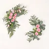 Fleurs décoratives 2pcs Fleur artificielle Rose de mariage Board de bienvenue Corner Row Row Decorc décor décor anniversaire fête suspendue faux