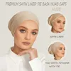 Hijabs Soft Muslim Hijab Hat Solid Color Women Jersey Hijab Premium Satin Lining Tie Hijab Hat Islamic Turban Instant Silk Shawl d240425