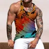 Herrtankstoppar Athletic Leisurewear Leopard Print Vest Colorful Tie-Dye Summer Slim Fit O Neck Top for Gym