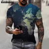 メンズTシャツ高品質の世界地図印刷された3D Tシャツのための夏のファッションカジュアルショートスリーブハイストリートOネック衣類トップQ240426