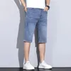 Mens Casual Appliques Summer Denim Short Pants Fashion Straight Stretch Loose Shorts Brand Multi Color Kne Length Jeans 240410