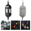 Bougeoirs suspendus Lantern Retro Morocain Holder Hollow Metal Glass avec une chaîne de 15,7 "