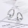 Hoop Huggie New Sterling Silver 925 Huggies Earrings Small Round Zircon Rhinestones Hoop Earrings Womens Hot Fashion Jewelry Gifts