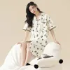 Studente di abbigliamento da donna Student Summer Short Short Cotton Stampa notturni per donne Corea Cinea Night Dress Dress Abito Nightdress Nighty Nighty