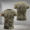 Tactical T-shirts Belgian flag army camouflage graphic T-shirt Belgian veteran military camouflage 3D printed T-shirt casual street clothing soldier top 240426