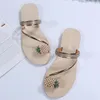 Pantoufles femmes ananas sandales filles perle plates orteils plates plates élastiques plage à domicile décontractée