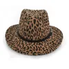 Wide Brim Hats Bucket Hats Fashion Felt chapeau pour les hommes Fashion Fashion Sombrero Leopard Print Hat Sunhat Y240425